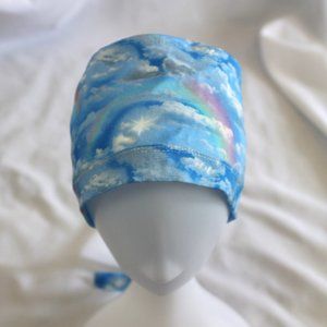 Blue Sky with Clouds & Rainbows Surgical Scrub Cap Chemo Dental Hat